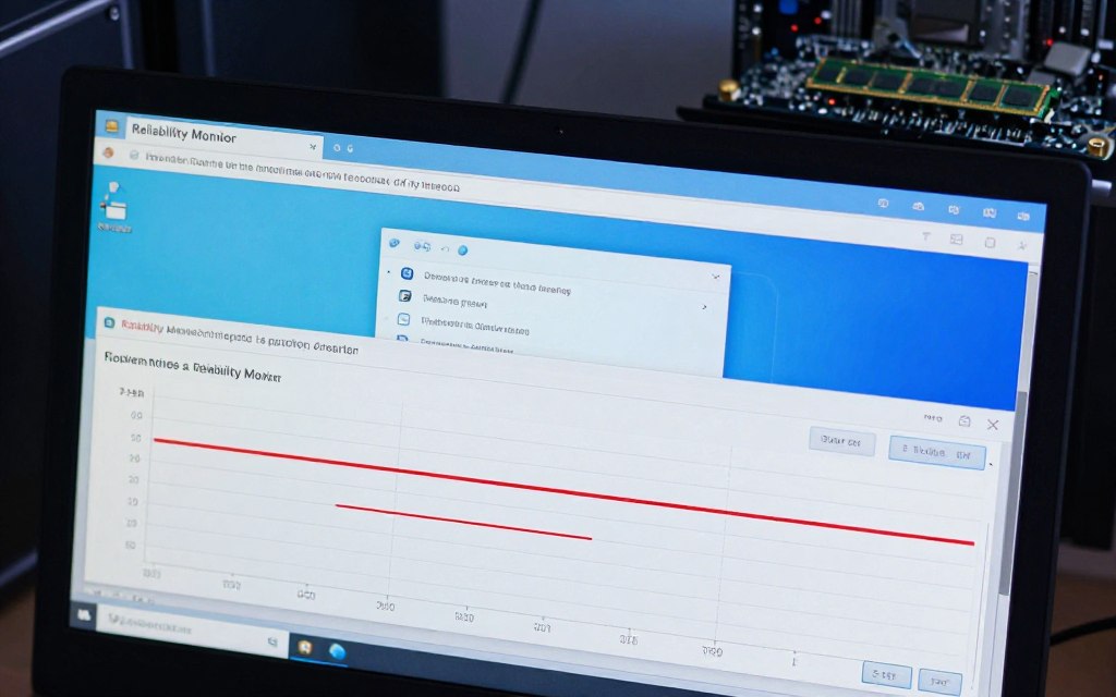 Reliability Monitor timeline showing a recorded application crash